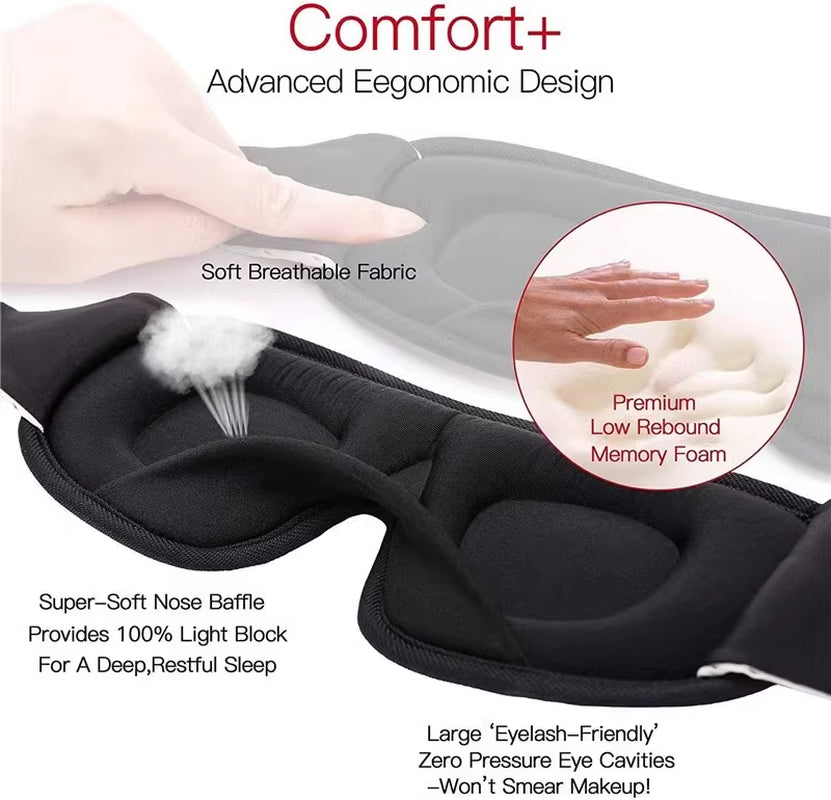 3D Contoured Memory Foam Eye Mask 100% Blackout 3D Sleeping Eye Mask for Sleeping Custom Logo Rest Cover