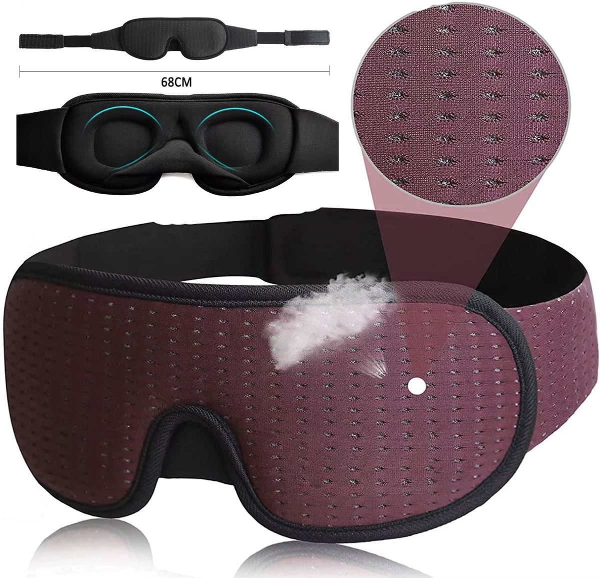 3D Contoured Memory Foam Eye Mask 100% Blackout 3D Sleeping Eye Mask for Sleeping Custom Logo Rest Cover