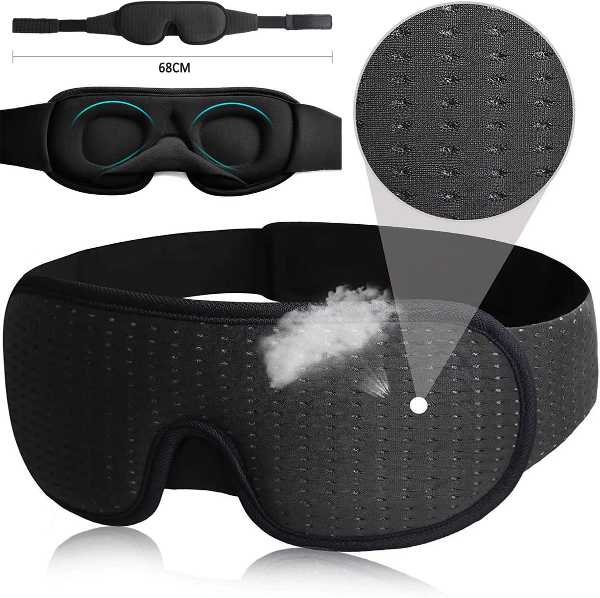 3D Contoured Memory Foam Eye Mask 100% Blackout 3D Sleeping Eye Mask for Sleeping Custom Logo Rest Cover